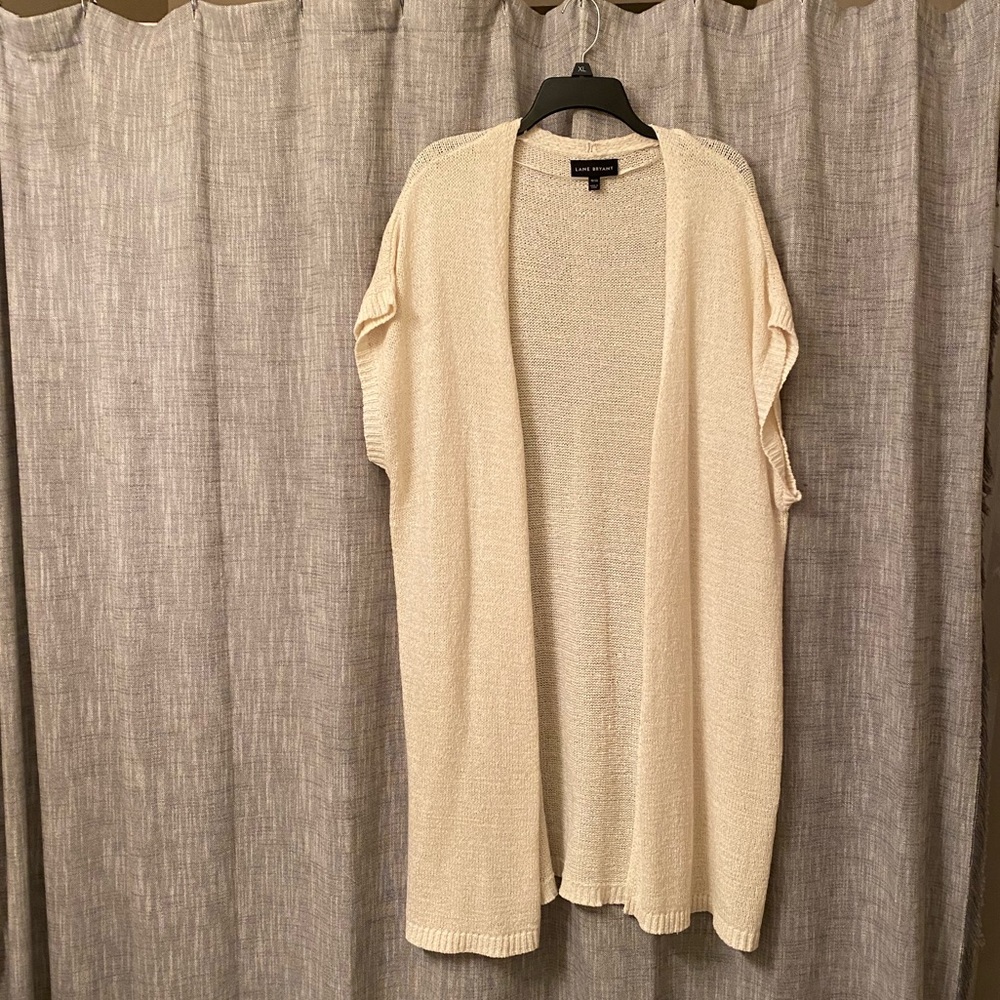 NWOT Lane Bryant 18/20 cream open front long sweater vest